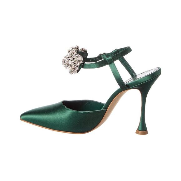 Manolo Blahnik Mabina 105 Satin Pump, Green - Picture 2 of 5